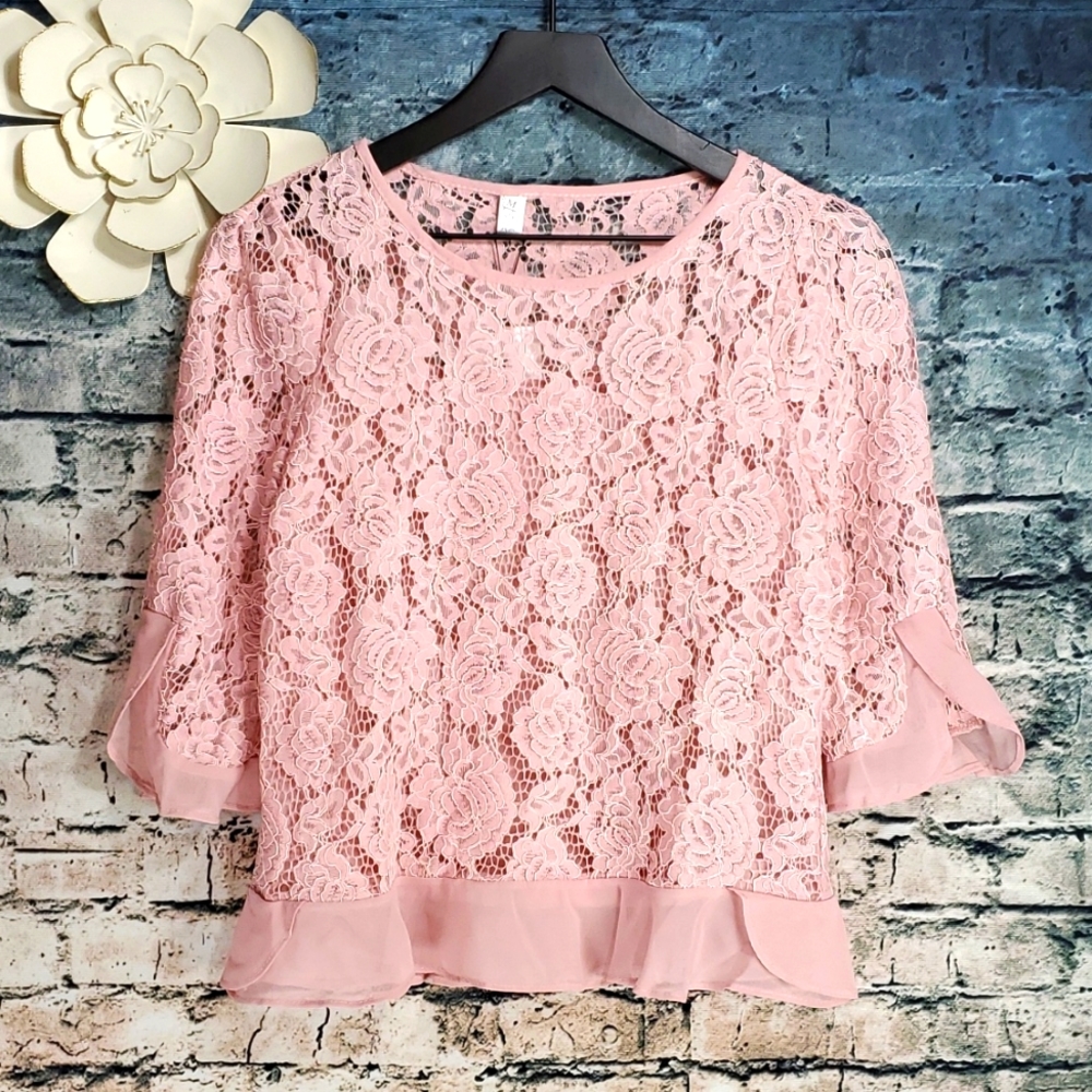 Elegant Pink Lace Blouse